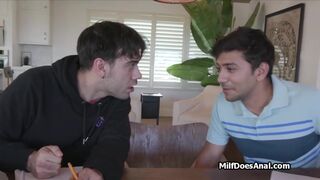 Asian housewife DPed during tutoring two studs