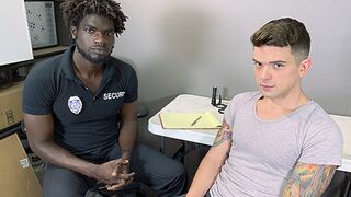 Strong black guy fucked a good boy in his office