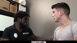 Strong black guy fucked a good boy in his office