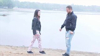 Dude puts sweetie into doggy position for orgasm