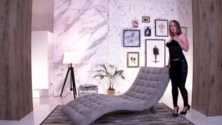 Lad prepares a tight anus with a finger.