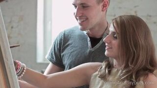 Vlada felt horny as the young tutor kissed her neck before having anal