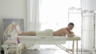 Maia's gets her young body massaged before she has anal for the first time.