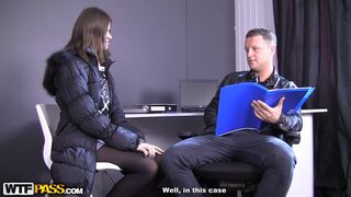 Awesome brunette babe gets boned in all holes