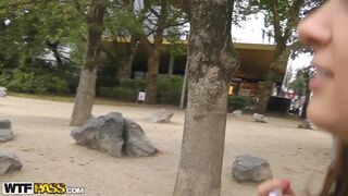 Bimbo in fishnets boned in the fanny in public sex video