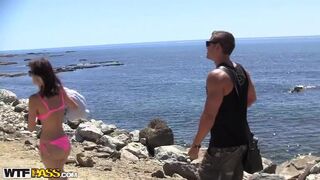 A day on the beach with hot college sluts
