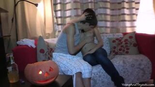 Laying on her side, he feeds his monster cock into her tight ass. She loves it.