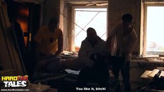 Cute teen girl in crazy anal gang bang