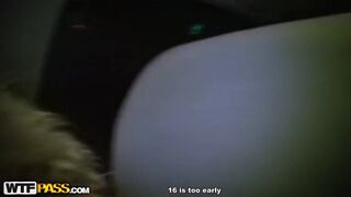 Sexy redhead fucked in a car