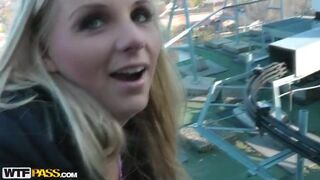 Blonde doll lets guy fuck her tight ass