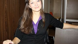 Sexy brunette and two dicks