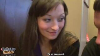 Sexy brunette and two dicks