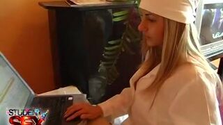 Students group fuck at medical theme part