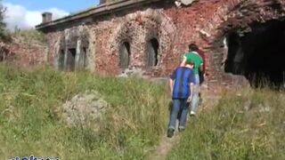 Thin blonde with big tits has anal sex with a stranger