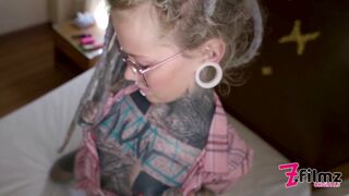 Nerdy Tattoo Teen In Glasses Pov Rough Anal Fuck