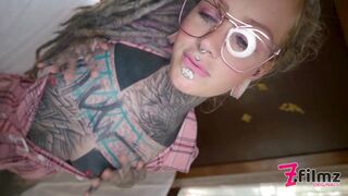 Nerdy Tattoo Teen In Glasses Pov Rough Anal Fuck