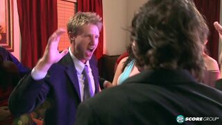 Daphne Rosen and Angel Gee fuck at a house party