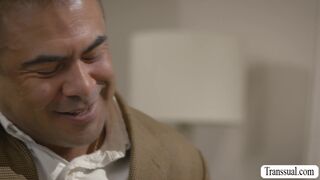 Nasty trans with Long Hair Pounds Tattooed Stud!