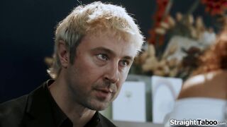 Colleagues fuck in the quiet room at their boss his funeral