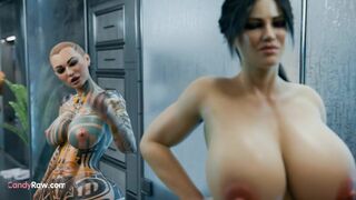 Futanari Blue Alien Dominates Gym Men - Intense 3D Action