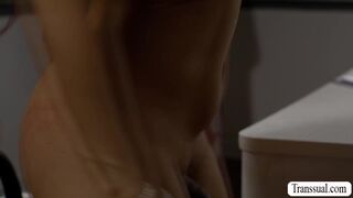 Sexy Trans Teacher Teases and Fucks Student in Classroom