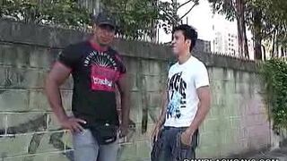 Gay Latino Gobbles Black Dick