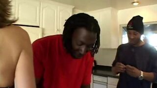 Naughty Blonde fucking Interracial threesome