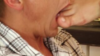 Morgan Mood enjoys a big cock in the kitchen