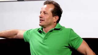 Delectable brunette with perfect natural tits enjoying anal sex on the sofa