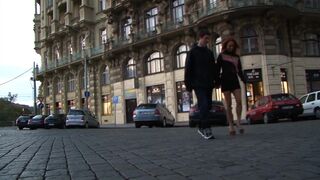 Hot couple get home to fuck while redhead had different plans for his little ass