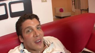 Brunette stunning stepsister teases and gets a hard fuck on the couch