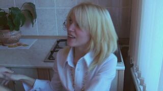 That horny blondie doesn't like the taste of her boyfriend's jizz