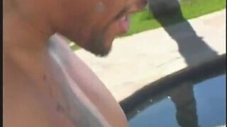 Black dude gets head then fucks big boobed white babe's ass and pussy