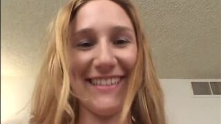 Hot blonde whore opens mouth for a thick black cock