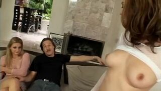 Hot girl and guy lick the same pussy