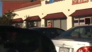 Blonde with tiny tits blows black guy