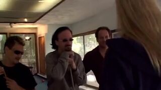 Blonde slut double penetrated and bukkake covered in jizz