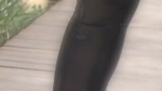 Dark haired sluts wearing gloves and fishnets getting asses banged