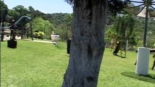 Lusty latina gets her tight pussy slammed outdoors