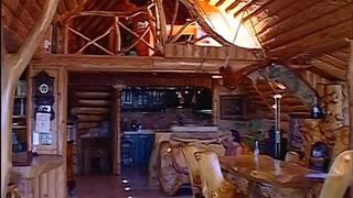 Gay threesome in their log cabin