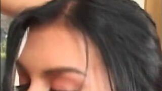 Brunette babe gets anally drilled in close up