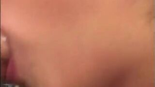 Brunette babe gets anally drilled in close up