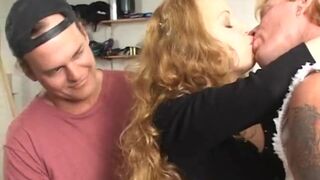 Sexy anal orgy in the workshop