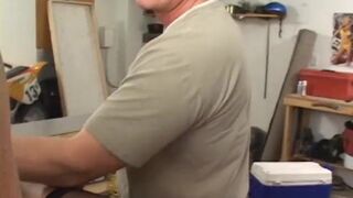 Sexy anal orgy in the workshop