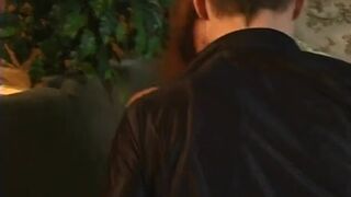 Alluring babe with big tits gets plowed on the couch in her butt hole