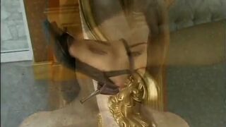 Brunette beauty wearing high heels gets pounded anally