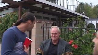 Two women getting pounded in orgy