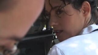 Nerd fucking busty brunette bus driver
