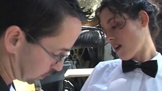 Nerd fucking busty brunette bus driver