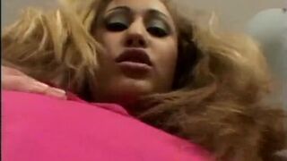 Alluring blonde fucked hard in threesome